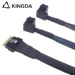 Slim SAS SFF 8654 8I (74P) to dual right turn right bend SFF 8643 High speed data Connection Cable - Image 3