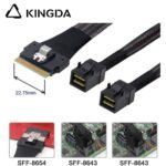 Slim SAS SFF 8654 8I (74P) to dual SFF 8643 High speed data Connection Cable - Image 2