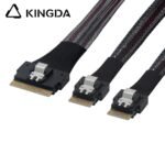 Slim SAS SFF 8654 8I (74P) to dual SFF 8654 4i High speed data Connection Cable - Image 2