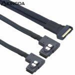 Slim SAS SFF 8654 MCIO 8I (74P) to dual 2X right turn right bend SFF-8087 PCIE5.0 Data Connection Cable - Image 5