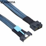 Slim SAS SFF 8654 MCIO 8I (74P) to dual 2 port SFF-8654 4I S PCIE5.0 Data Connection Cable - Image 4