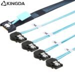 Slim SAS SFF 8654 MCIO 4I (38P) to 4 left turn left bend SATA 7P PCIE5.0 Data Connection Cable - Image 6