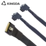 Fully enclosed anti-slip insertion anti-tilt insertion Slim SAS SFF 8654 8I (74P) to dual right angle 90 degree SFF 8643 High speed data Connection Cable - Image 6