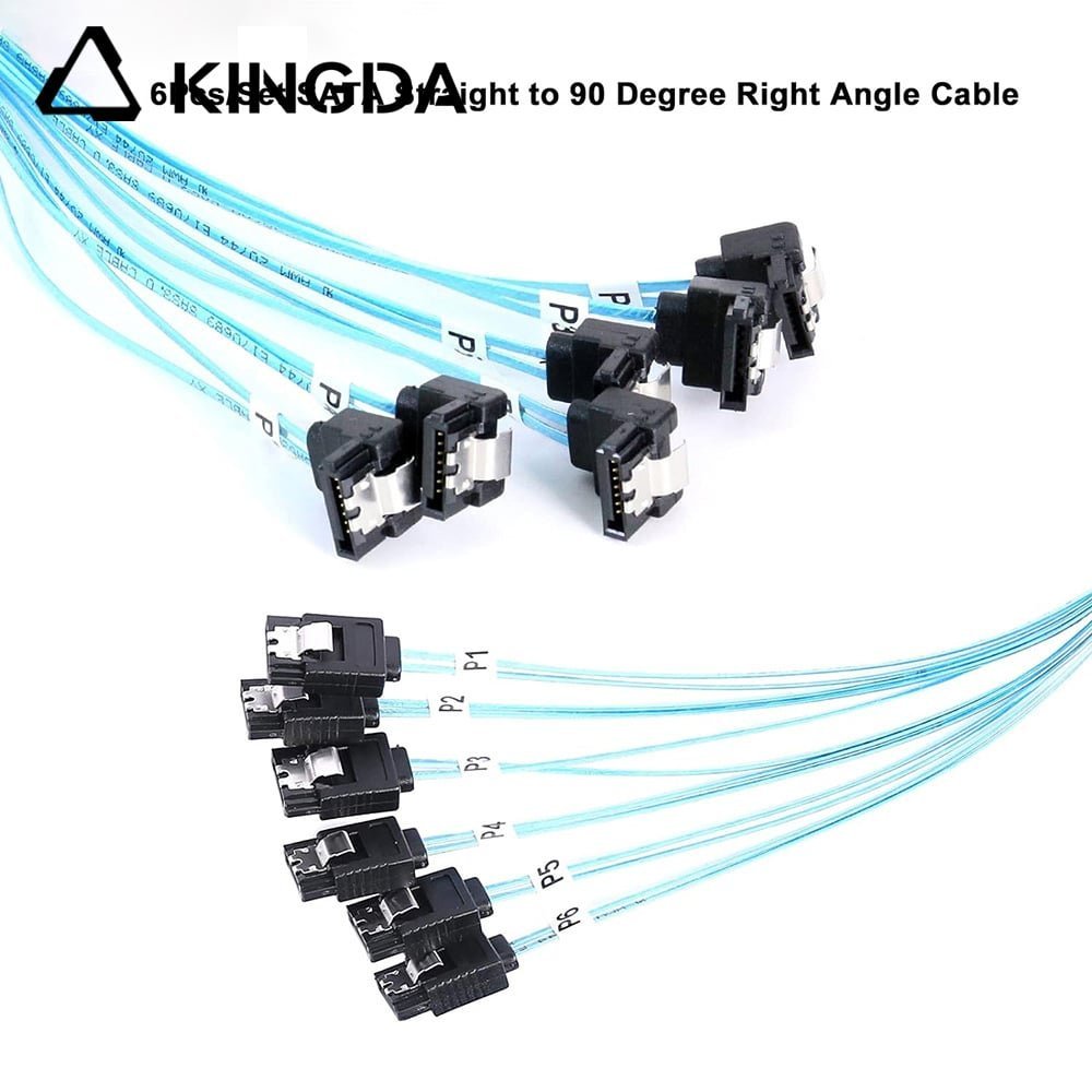 SAS-4.0-6-port-SATA-7P-femlae-to-6-right-angle-sata-7P.jpg 6 port SATA 7P to 6 port 90-degree right angle SATA 7P female SSD high-speed connection cables - Image 1