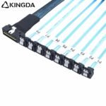 Low profile Slim SAS SFF 8654 8I (74P) to 8 right angle 90-degree SATA 7P female High speed data Connection Cable