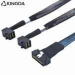 SAS 4.0 Low profile SFF 8654 8I (74P) TO dual right angle 90-degree SFF 8643 High speed data Connection Cable - Image 5