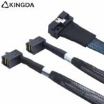 SAS 4.0 Low profile SFF 8654 8I (74P) TO dual right angle 90-degree SFF 8643 High speed data Connection Cable - Image 3