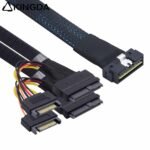 SAS 4.0 Low profile SFF 8654 8I (74P) TO dual U.2 SFF 8639 with SATA 15P High speed data Connection Cable - Image 3