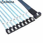 Low profile Slim SAS SFF 8654 8I (74P) to 8 SATA 7P female High speed data Connection Cable - Image 4