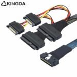 SAS 4.0 Low profile SFF 8654 8I (74P) TO dual U.2 SFF 8639 with SATA 15P High speed data Connection Cable - Image 5