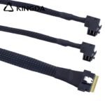 Slim SAS SFF 8654 8I (74P) to dual right angle 90 degree SFF 8643 High speed data Connection Cable - Image 5
