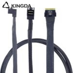 Slim SAS SFF 8654 8I (74P) to dual right angle 90 degree SFF 8643 High speed data Connection Cable - Image 4