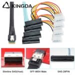 Slim SAS SFF 8654 4I (38P) to 4 SFF 8482 with 4p power High speed data Connection Cable - Image 4