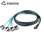 Slim SAS SFF 8654 4I (38P) to 4 right angle 90-degree SATA 7P female High speed data Connection Cable