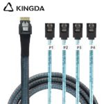 Slim SAS SFF 8654 4I (38P) to 4 SATA 7P female High speed data Connection Cable - Image 4