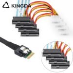Slim SAS SFF 8654 4I (38P) to 4 SFF 8482 with 4p power High speed data Connection Cable - Image 6