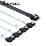 Slim SAS SFF 8654 4I (38P) to 4 left turn left bend SATA 7P female High speed data Connection Cable - Image 5