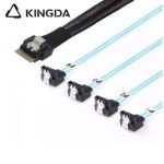 Slim SAS SFF 8654 4I (38P) to 4 right angle 90-degree SATA 7P female High speed data Connection Cable - Image 4