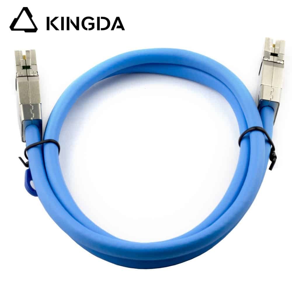 SFF-8644-to-SFF-8644-Military-blue-cable.jpg PCIE MINI SAS SFF-8644 36P male to SFF-8644 36P male Military blue server Connection Cable - Image 1