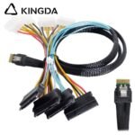 Slim SAS SFF 8654 4I (38P) to 4 SFF 8482 with 4p power High speed data Connection Cable