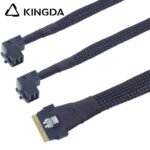 Slim SAS SFF 8654 8I (74P) to dual right angle 90 degree SFF 8643 High speed data Connection Cable - Image 6