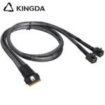 Slim SAS SFF 8654 8I (74P) to dual SFF 8643 High speed data Connection Cable - Image 6