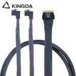 Slim SAS SFF 8654 8I (74P) to dual right angle 90 degree SFF 8643 High speed data Connection Cable