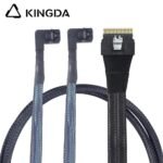 Slim SAS SFF 8654 8I (74P) to dual right turn right bend SFF 8643 High speed data Connection Cable