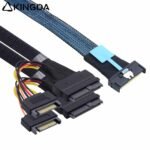 Slim SAS SFF 8654 MCIO 8I (74P) to 2X SFF 8639 U.2 with SATA 15p PCIE5.0 Data Connection Cable - Image 6