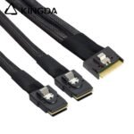 Fully enclosed anti-slip insertion anti-tilt insertion Slim SAS SFF 8654 8I (74P) to dual SFF 8087 High speed data Connection Cable - Image 6